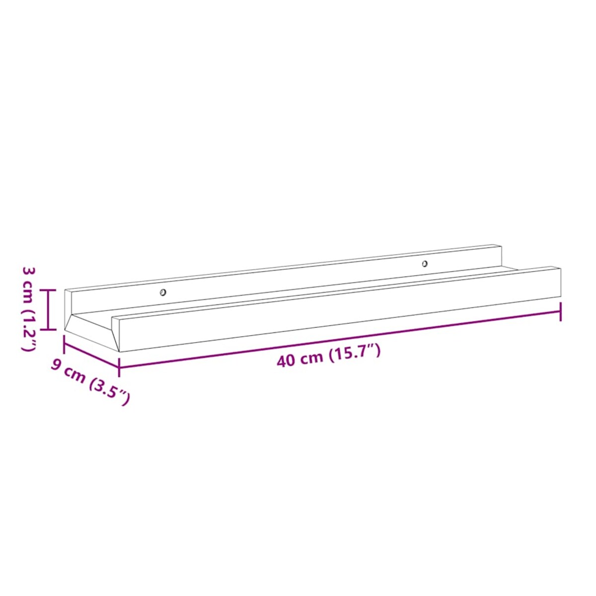vidaXL Półki ścienne na zdjęcia, 2 szt., białe, 40x9x3 cm, MDF