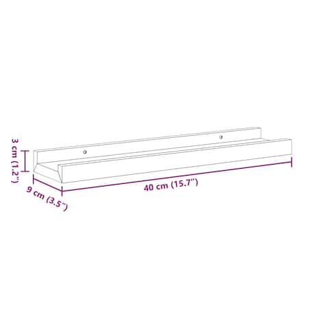 vidaXL Półki ścienne na zdjęcia, 2 szt., białe, 40x9x3 cm, MDF