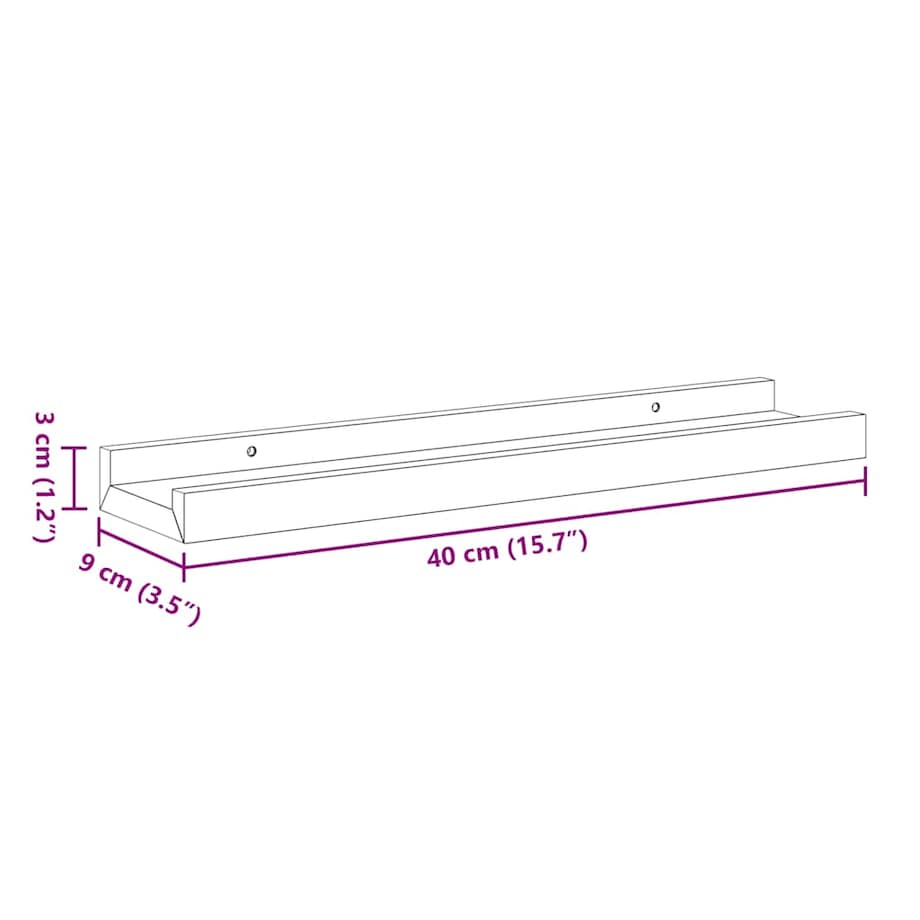 vidaXL Półki ścienne na zdjęcia, 2 szt., białe, 40x9x3 cm, MDF