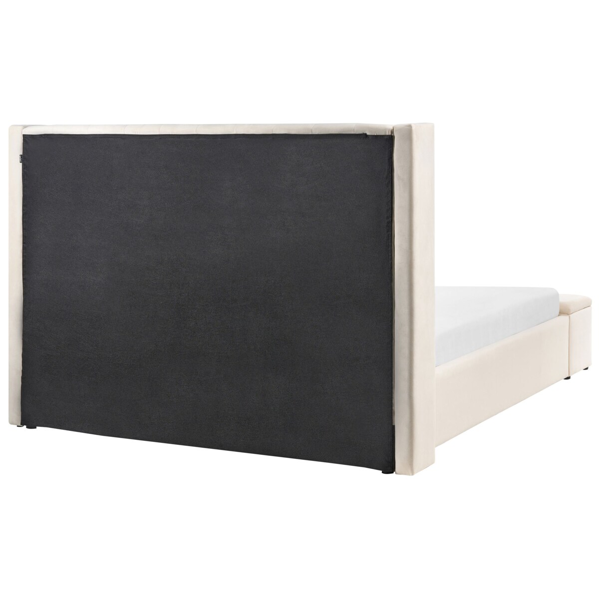 Łóżko z ławką Welur NOYERS 160 x 200 cm Złamana biel