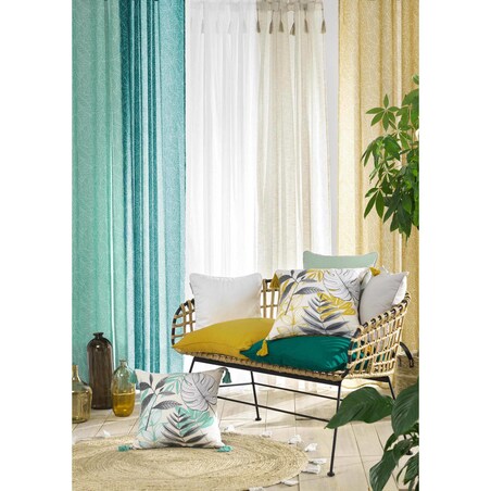 Firanka z ozdobnymi pomponami DALILA, 140 x 240 cm