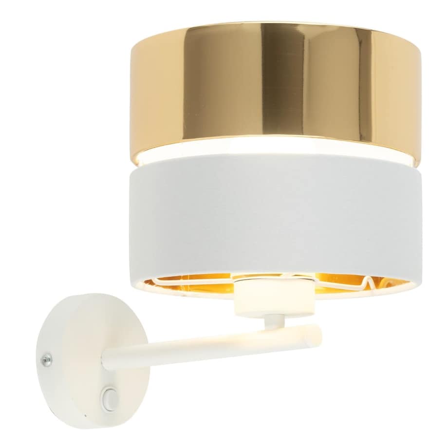 Okrągła kinkiet glamour Hilton 4770 TK Lighting tuba tkaninowy biały złoty