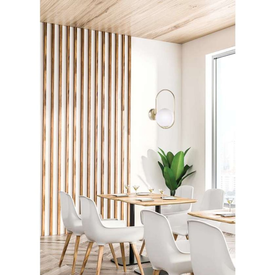 Kinkiet LAMPA ścienna CORDEL 21-73440 Candellux metalowa OPRAWA modernistyczna szklana kula ball mosiężna biała