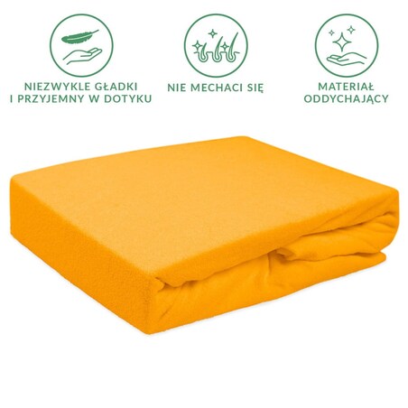 Prześcieradło frotte z gumką 140x200 kolor żółty