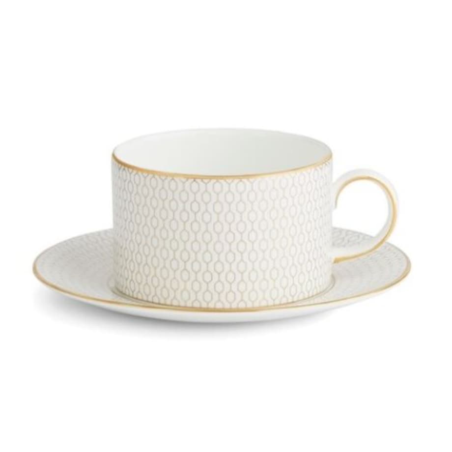 Filiżanka ze spodkiem do herbaty biała Gio Gold Wedgwood