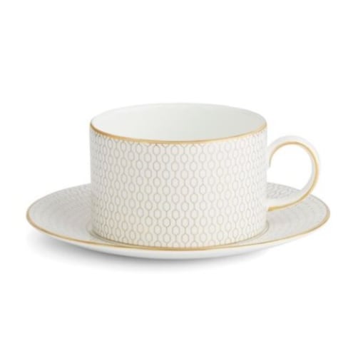 Filiżanka ze spodkiem do herbaty biała Gio Gold Wedgwood