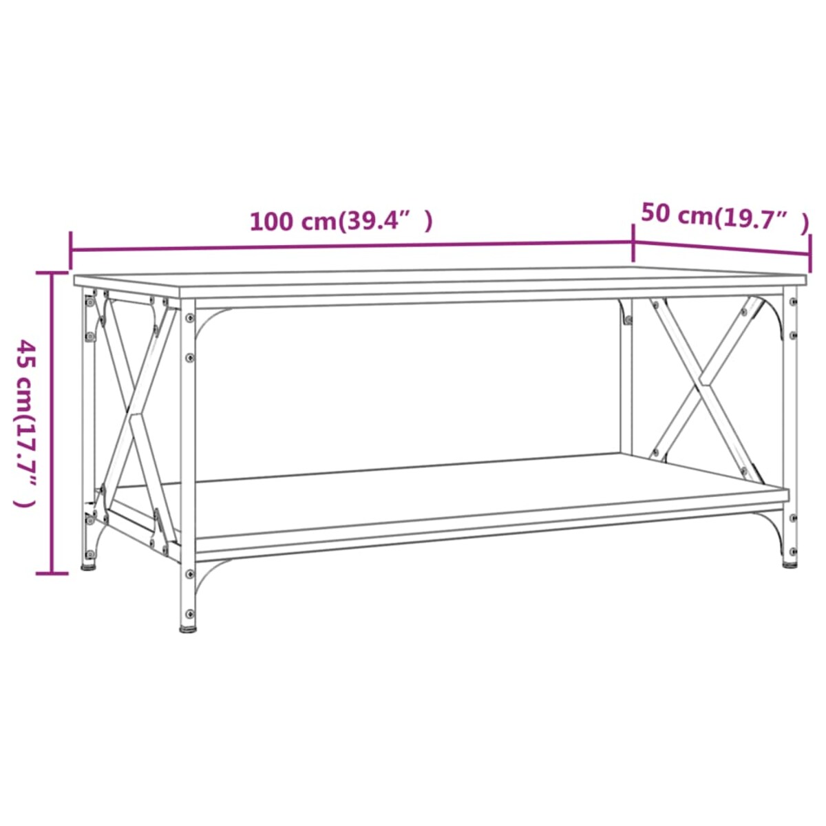 vidaXL Stolik kawowy, czarny 100x50x45 cm, materiał drewnopochodny