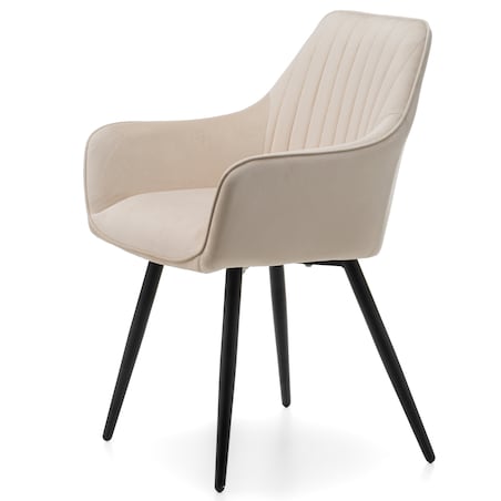 Krzesło tapicerowane pikowane welurowe do salonu jadalni nowoczesne PASSO beżowe