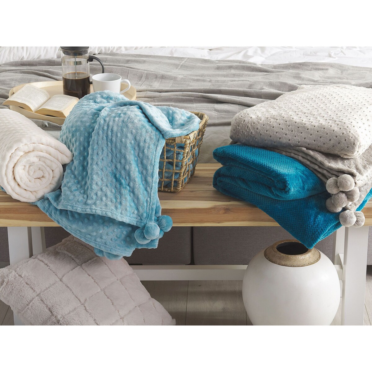 Koc 200 x 220 cm turkusowy SAITLER