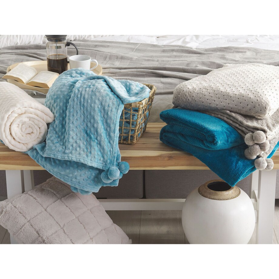 Koc 200 x 220 cm turkusowy SAITLER