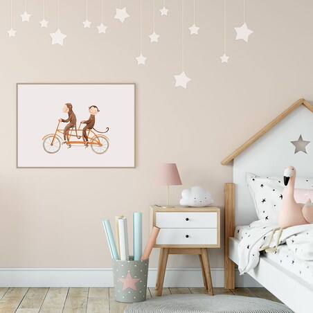 plakat małpy na rowerze 50x70 cm