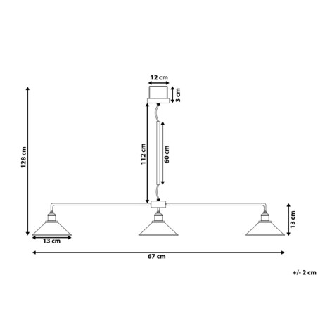Lampa wisząca 3-punktowa metalowa czarna MONTONE