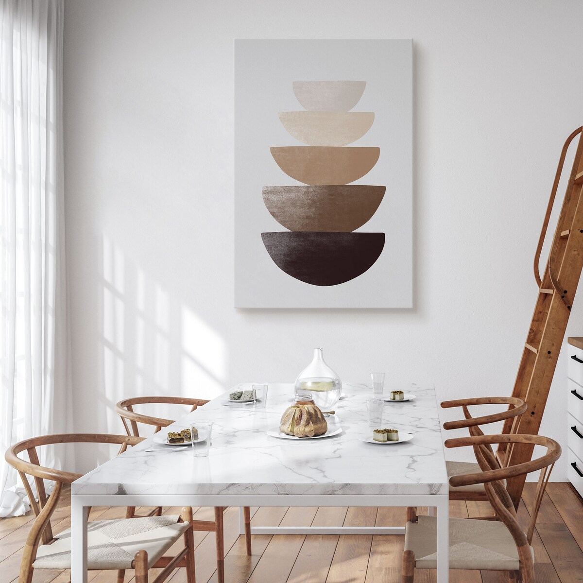 Obraz Pastelowe Beżowe Naczynia Japońskie 30x40cm