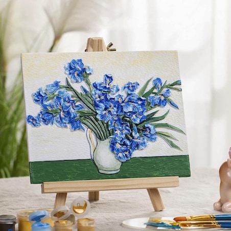 Malowanie 3D - Płaskorzeźba Niebieskie irysy