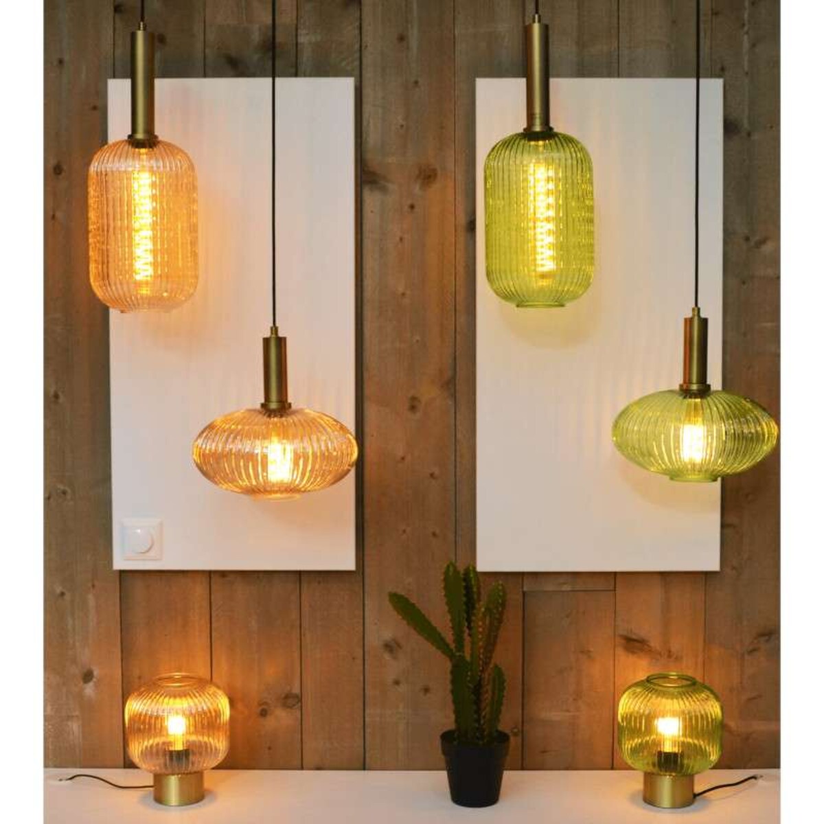 LAMPA wisząca MALOTO  45386/30/33 Lucide loftowa OPRAWA szklany zwis zielony mosiądz