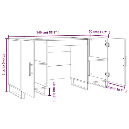 vidaXL Biurko, białe, 140x50x75 cm, materiał drewnopochodny