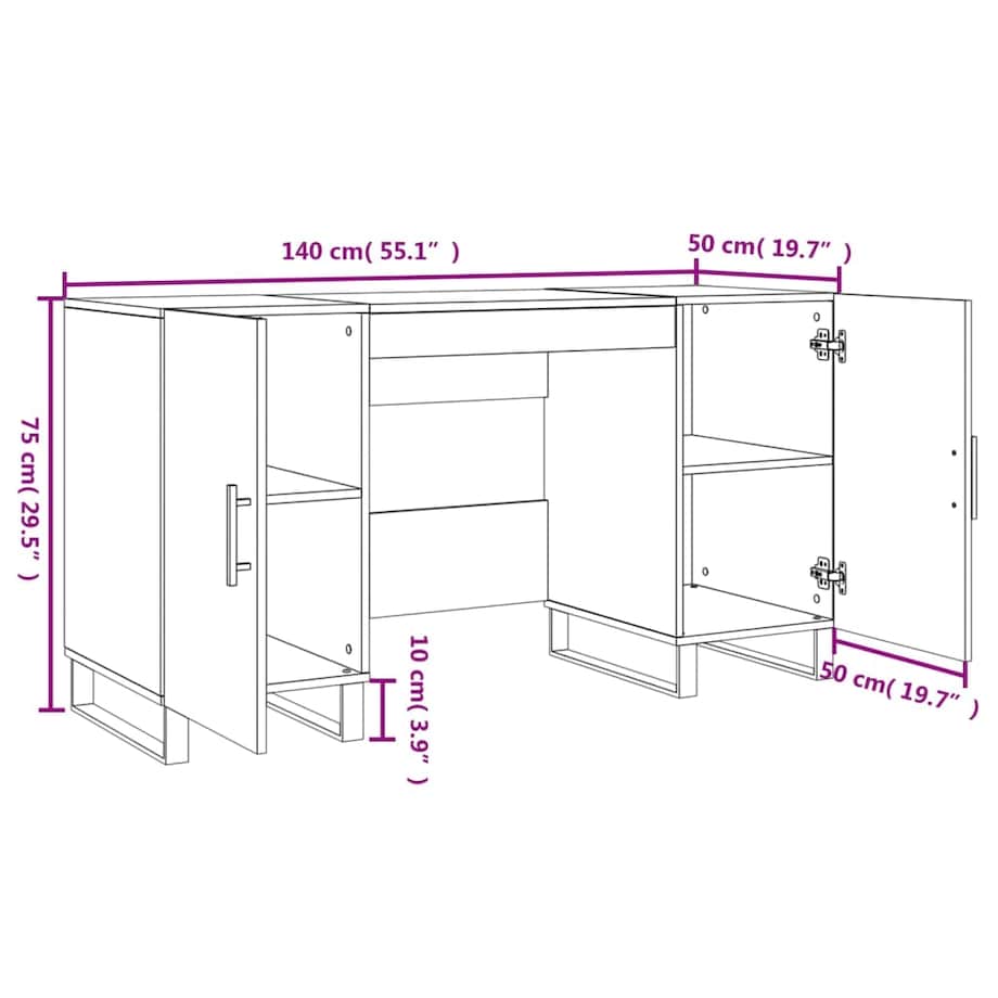 vidaXL Biurko, białe, 140x50x75 cm, materiał drewnopochodny