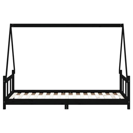 vidaXL Rama łóżka dziecięcego, czarna, 90x190 cm, drewno sosnowe