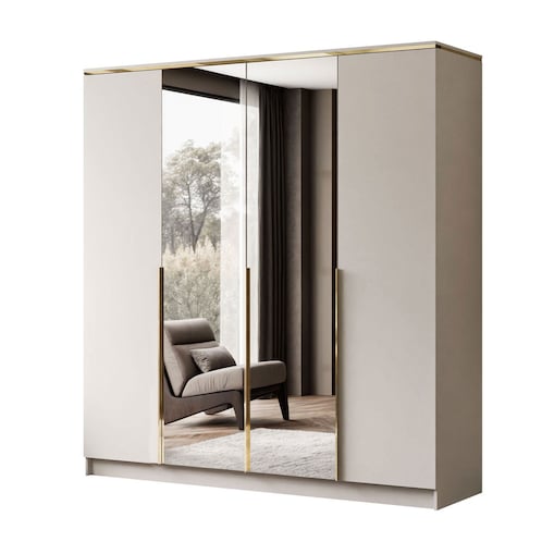 Szafa z lustrem AURORA 4D KASZMIR złoty uchwyt