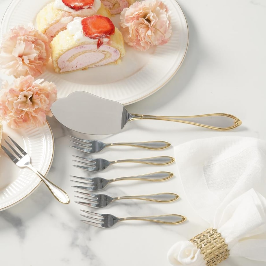 VILLA ITALIA Zestaw widelczyków do ciasta z łopatką dla 6 osób ACAPULCO