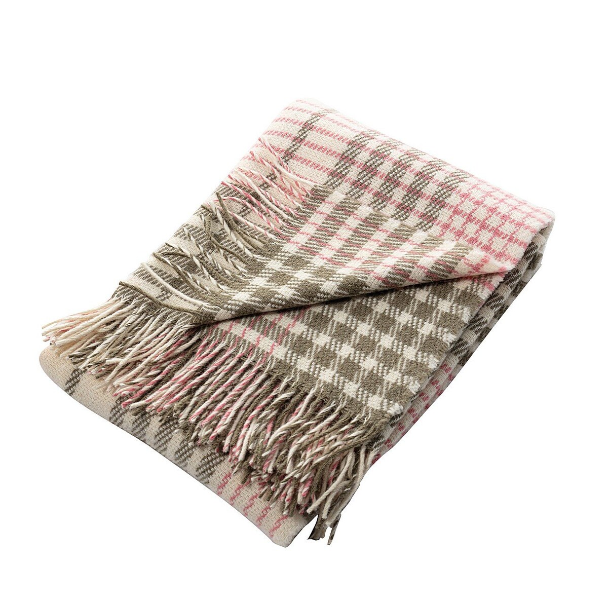 Pled Zelandia 140x200cm khaki/old rose, 140 x 200 cm