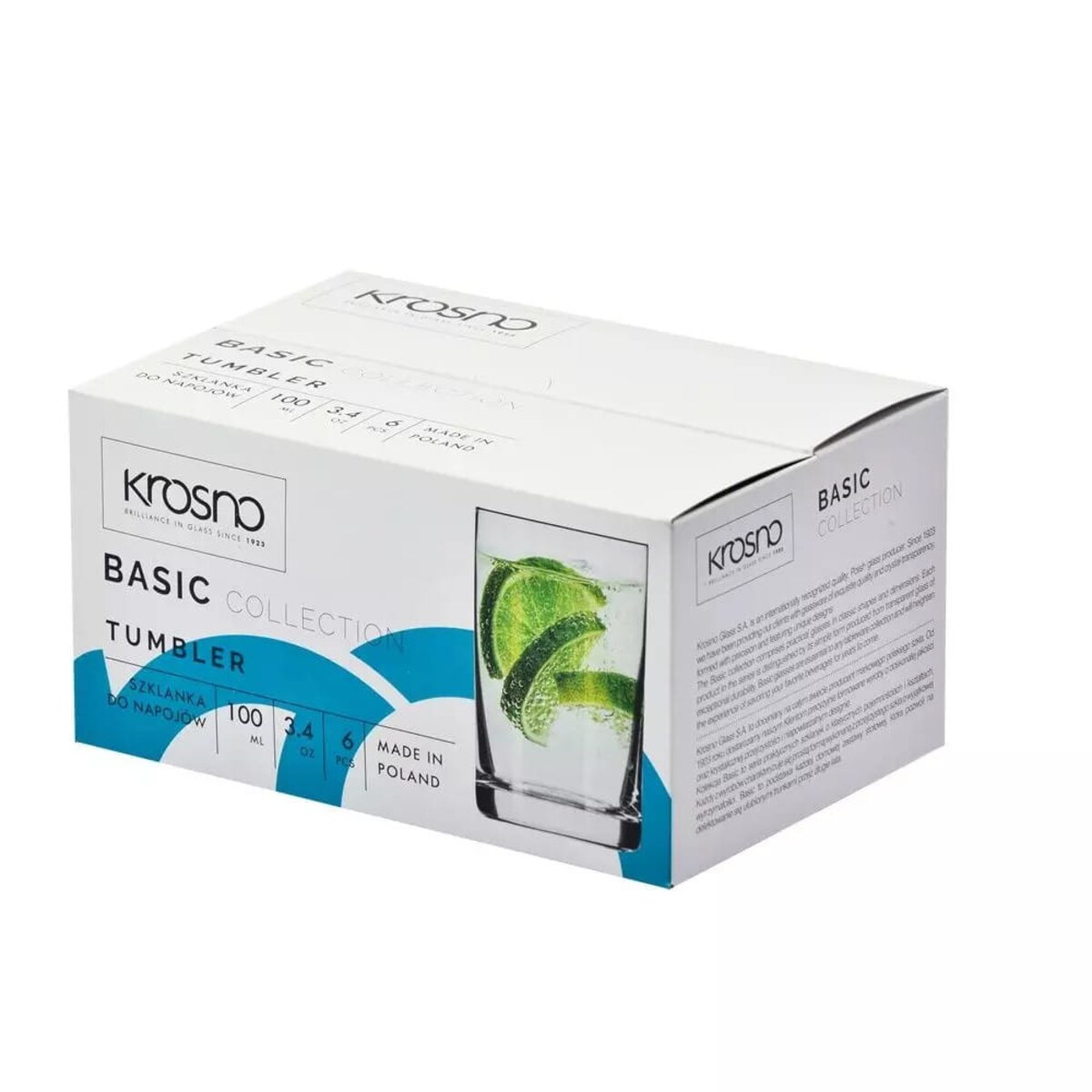 Tradycyjna Literatka Szklanka 100 ml Krosno 6 sztuk Szklaneczki Basic Prosta