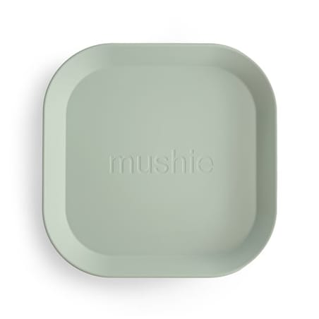 Mushie Talerzyki dla dzieci kwadratowe 2-pak Sage