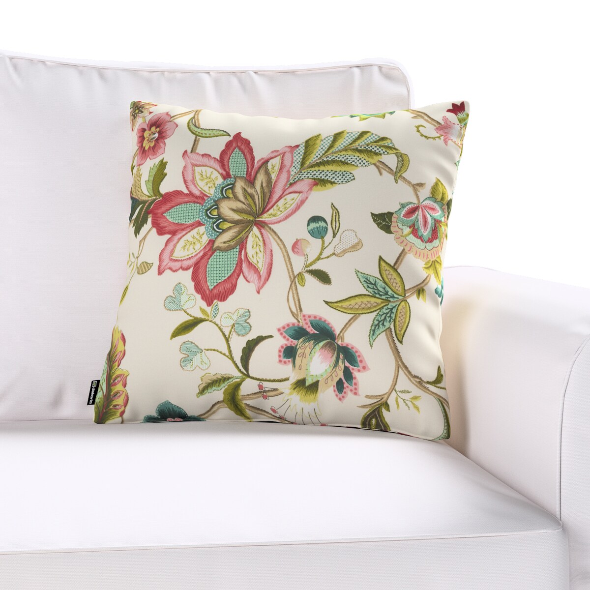 Poszewka Kinga na poduszkę 43x43 kolorowe kwiaty na jasnym tle