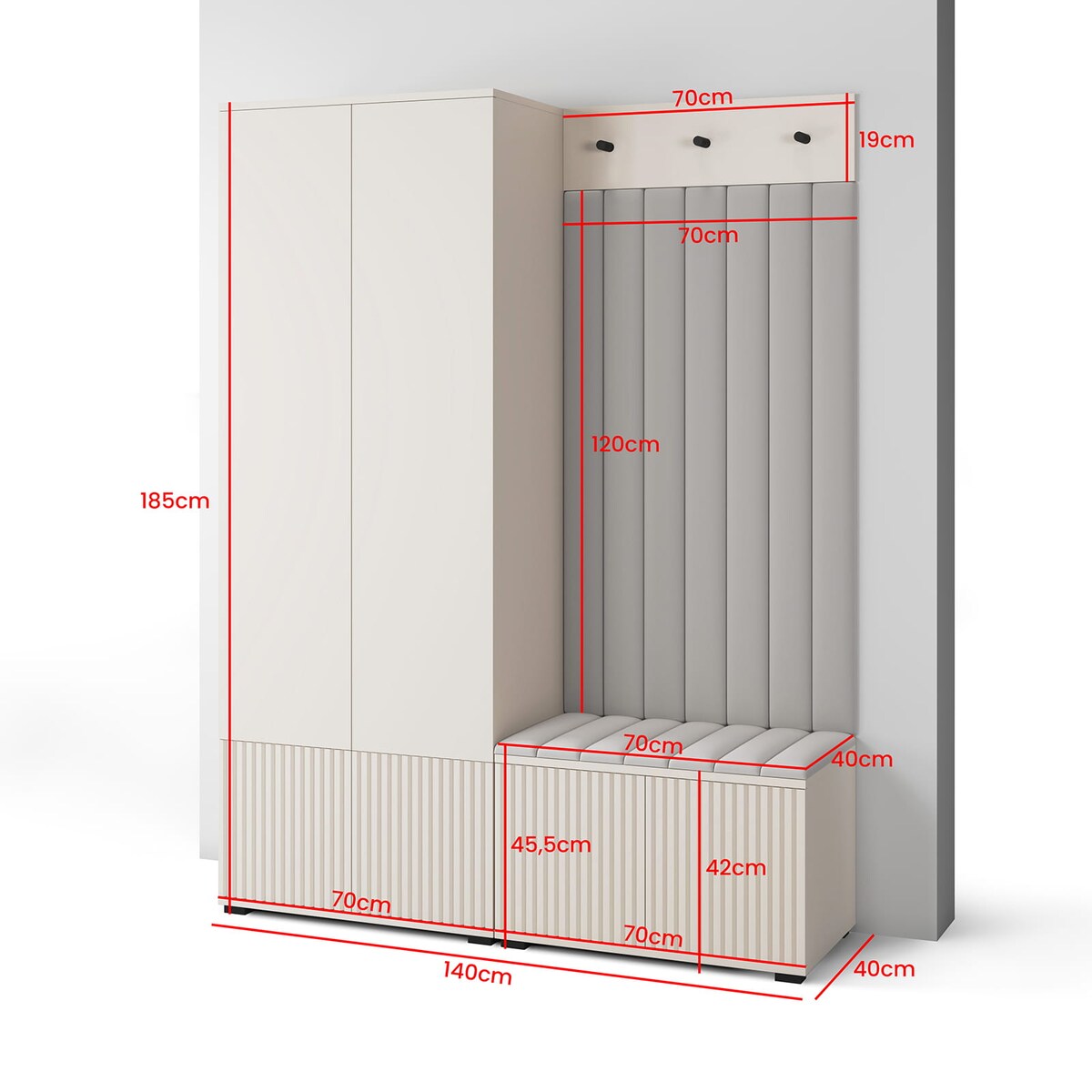 Garderoba frezowana Ritmo wersja 1 Trinity 02 beżowy Cashmere
