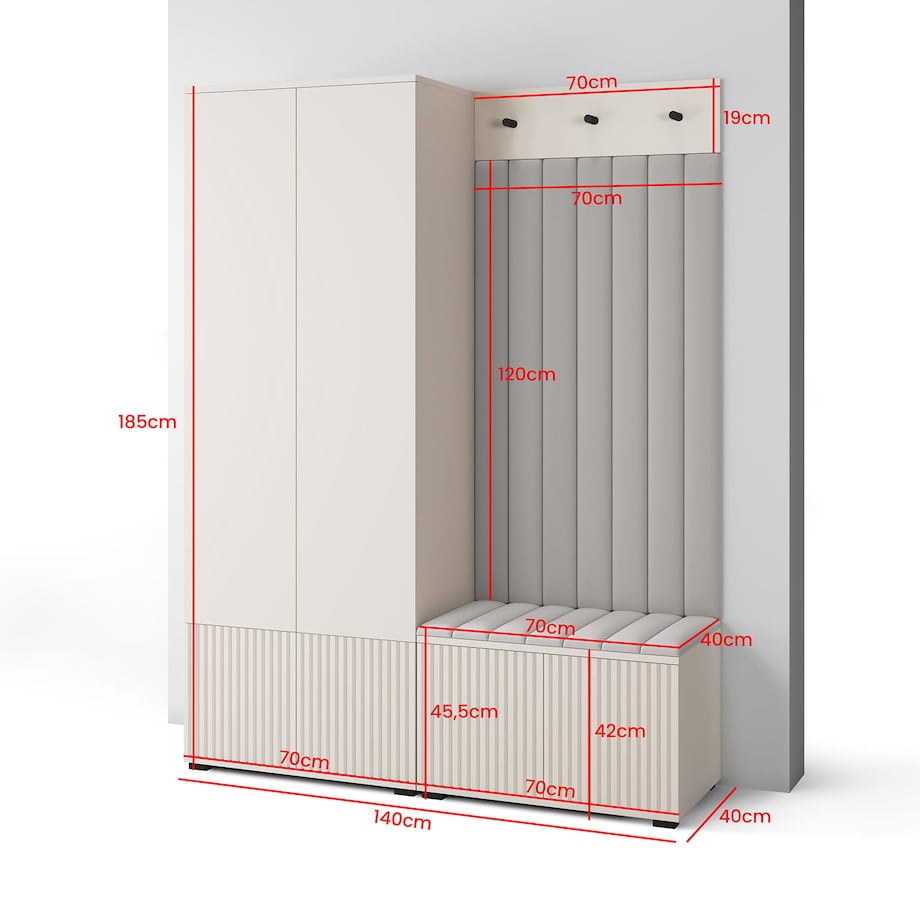Garderoba frezowana Ritmo wersja 1 Trinity 02 beżowy Cashmere