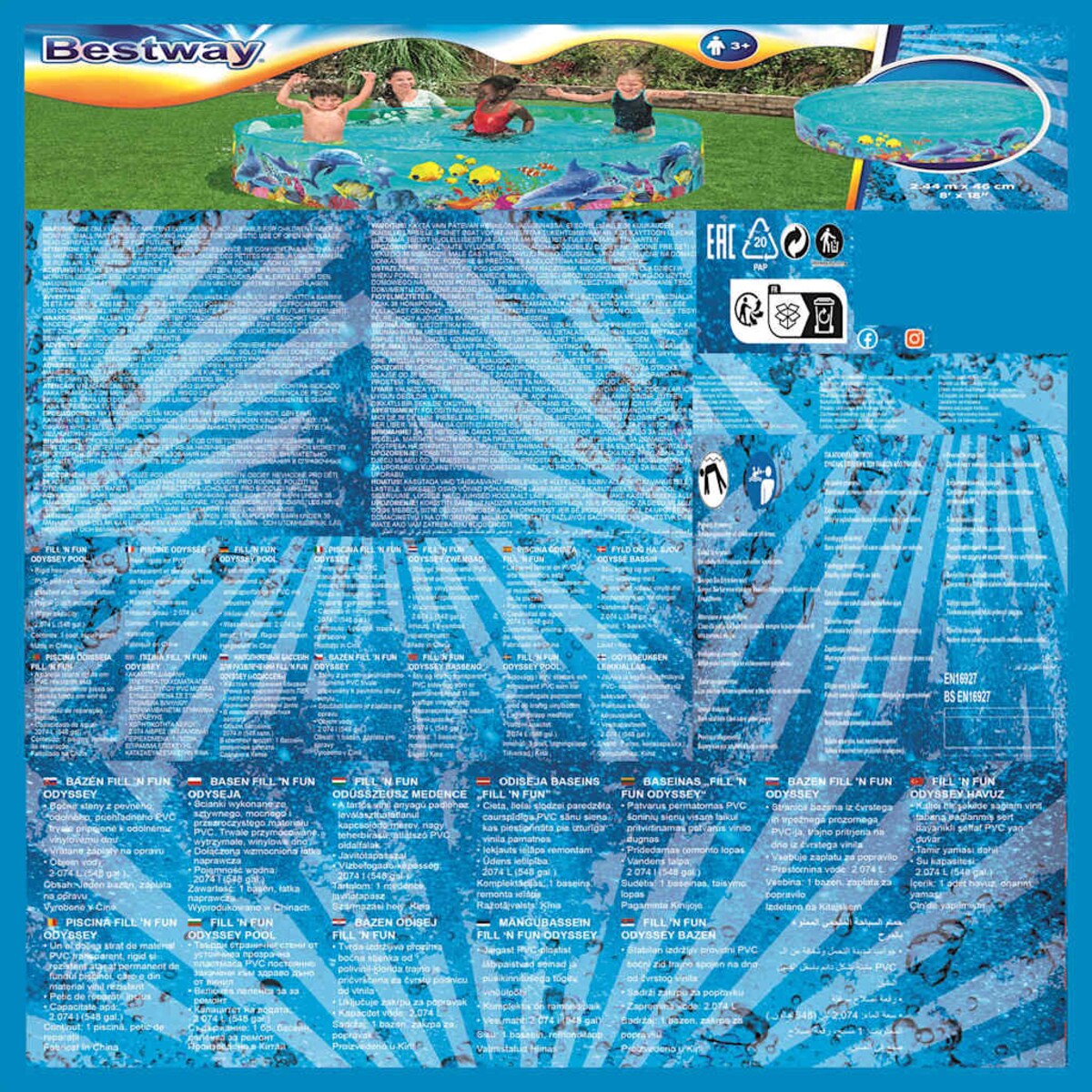 Basen ogrodowy rozporowy dla dzieci 244 x 46 cm Bestway 55031