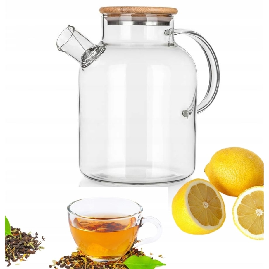 SZKLANY DZBANEK z sitkiem 1,5 L na herbatę zioła soki napoje box pojemnik