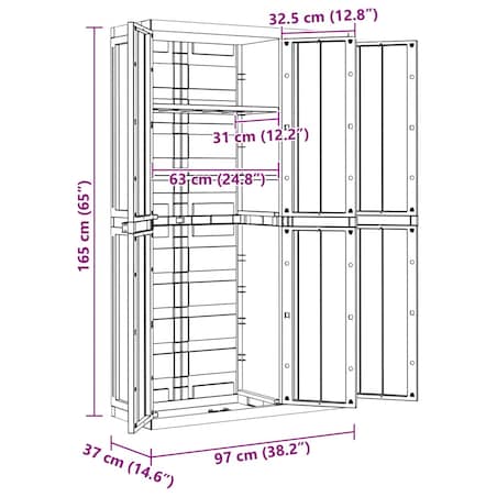 vidaXL Szafka ogrodowa, szaro-czarna, 97x37x165 cm, PP