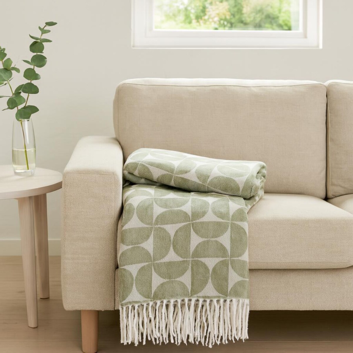 Koc żakardowy z frędzlami MYK, 130 x 160 cm