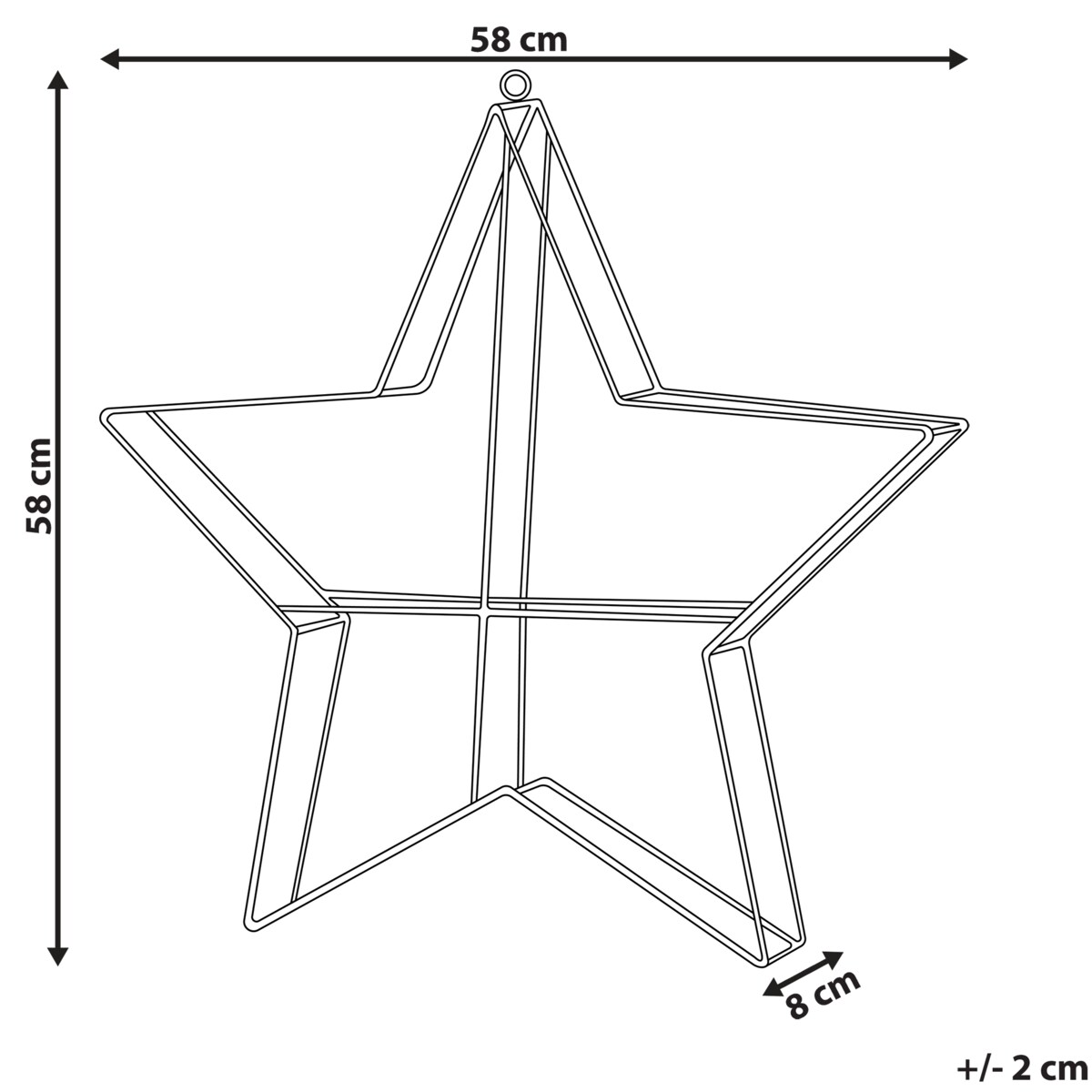 Dekoracja ogrodowa wisząca LED KURULA Gwiazda 58 cm Srebrny