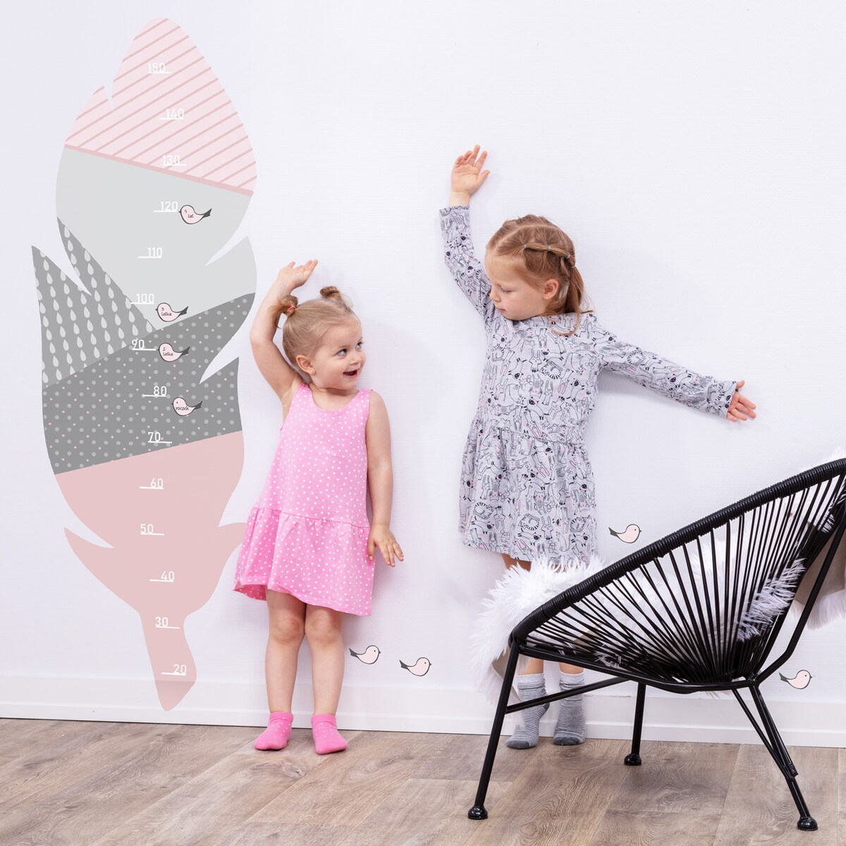 Naklejka miarka Feather rose, 150 x 54 cm