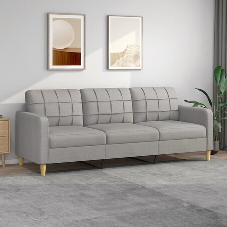 vidaXL Sofa 3-osobowa, jasnoszara, 210 cm, tapicerowana tkaniną