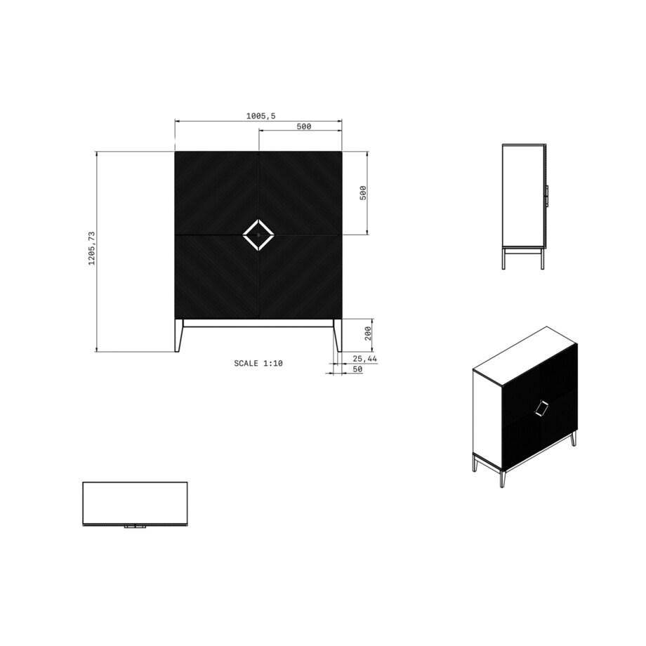 Drewniana komoda Visby DEMI HIGH / kolor pudrowy róż