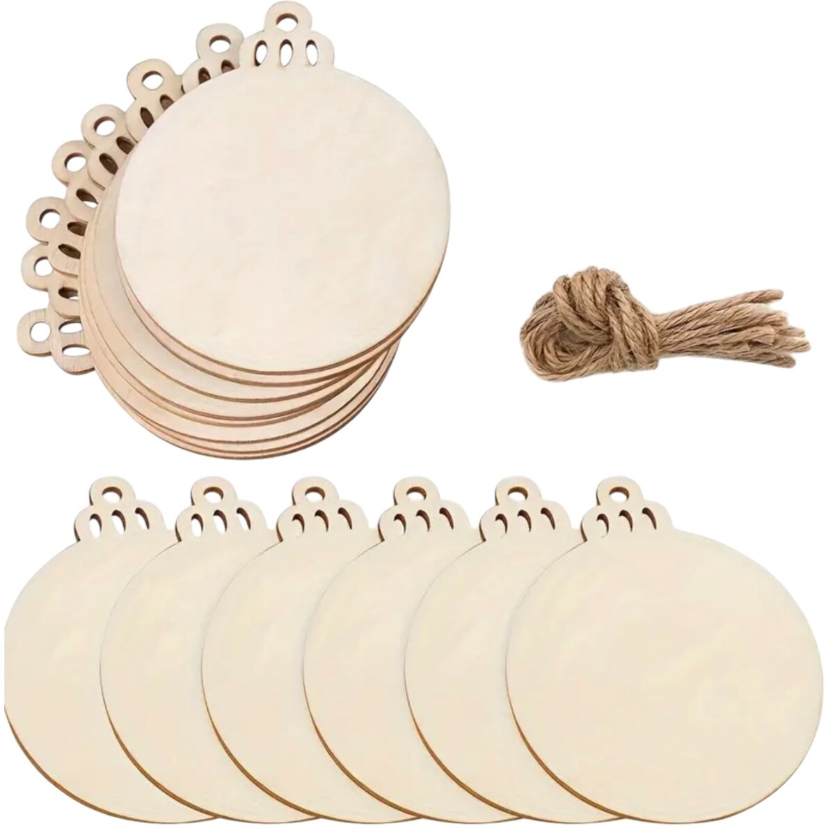 Drewniana zawieszka docoupage DIY ozdobna bombka ZESTAW 10 sztuk 8 cm