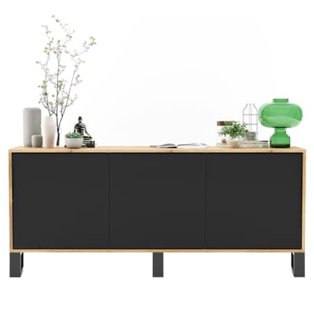 Komoda Loft Szafka RTV Industrialna Dąb Wotan Czarny MAT 168 cm