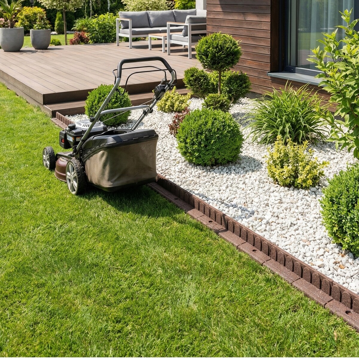 Obrzeże trawnikowe ogrodowe 4,8m zestaw 4 szt 120x7x8 cm Mowing Edge z zestawem montażowym 4x4 szpilki kolor brązowy
