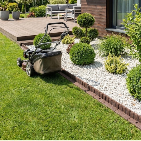 Obrzeże trawnikowe ogrodowe 4,8m zestaw 4 szt 120x7x8 cm Mowing Edge z zestawem montażowym 4x4 szpilki kolor brązowy