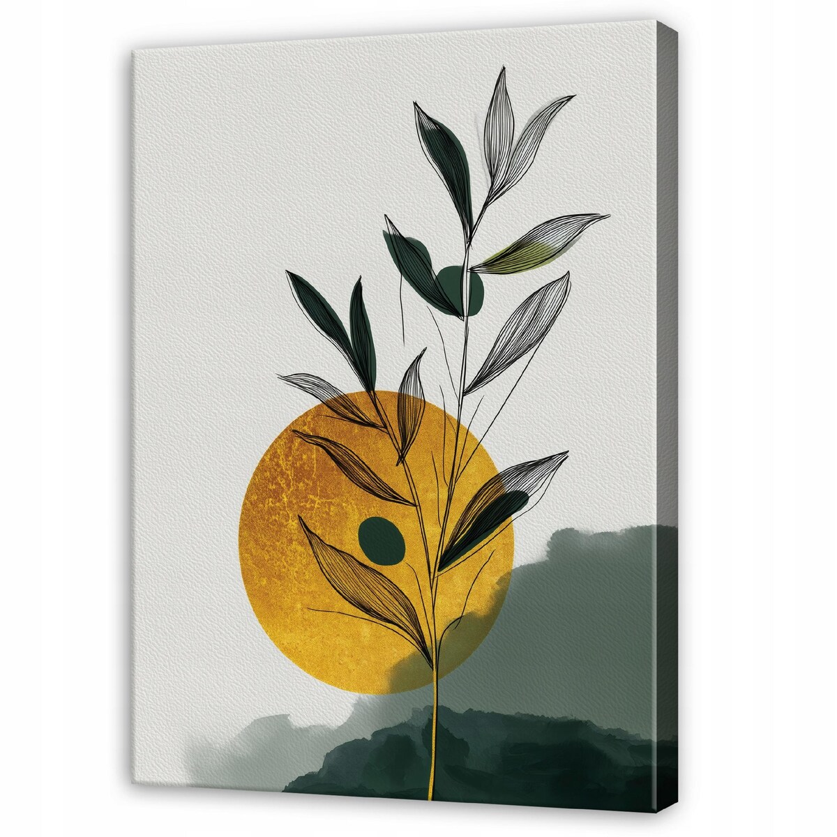 Obraz Do Sypialni Salonu Na Płótnie Liście Boho Zielony 70x100