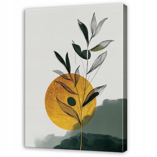 Obraz Do Sypialni Salonu Na Płótnie Liście Boho Zielony 70x100