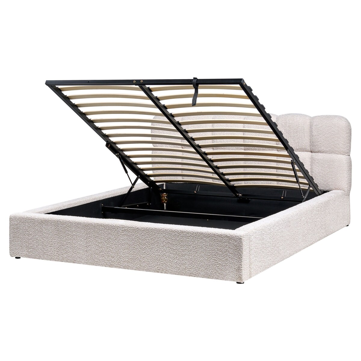 Łóżko z pojemnikiem Boucle BASTON 160 x 200 cm Jasnobeżowy