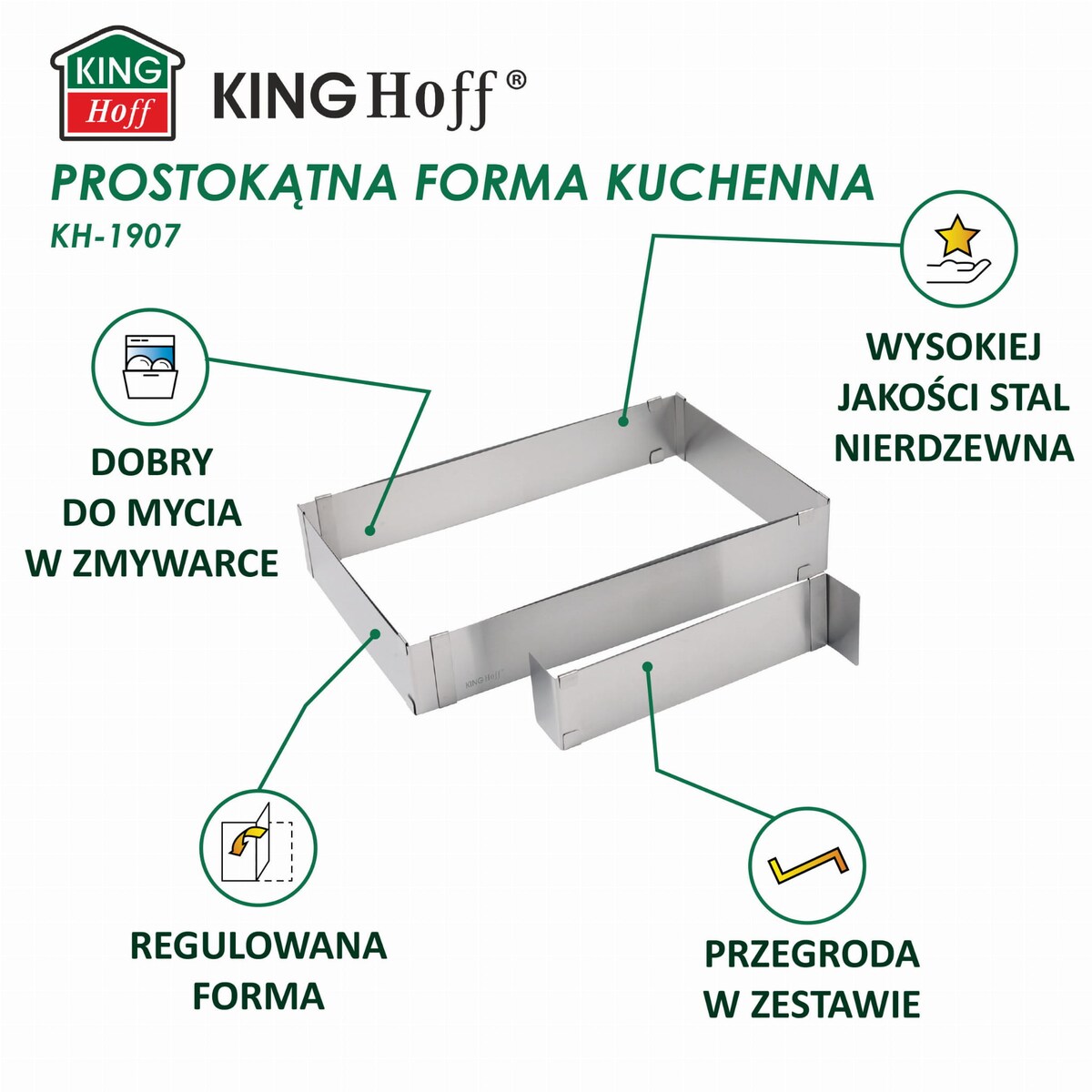 Regulowana forma do ciasta 34-52x27-18,5x5cm Tortownica Rant cukierniczy KINGHOFF