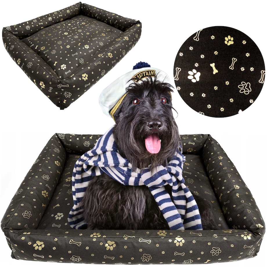 Legowisko Dla Psa Kanapa Posłanie 115X95 Cm Wodoodporne Poduszki Pikowane Kość Złota