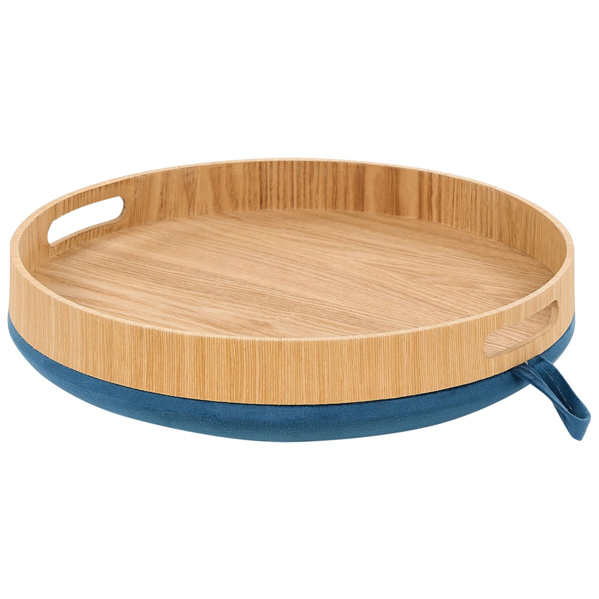 Stołek ze schowkiem welurowy niebieski NEELY