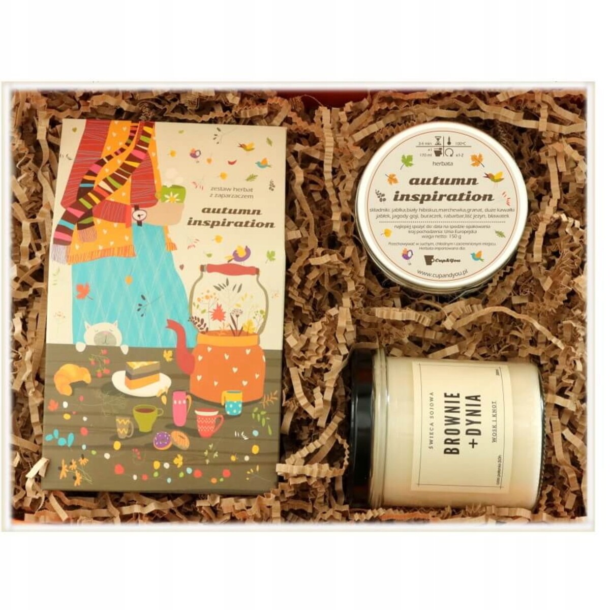 BOX na JESIEŃ z herbatą sypaną PREMIUM + świeca dyniowa prezent upominek