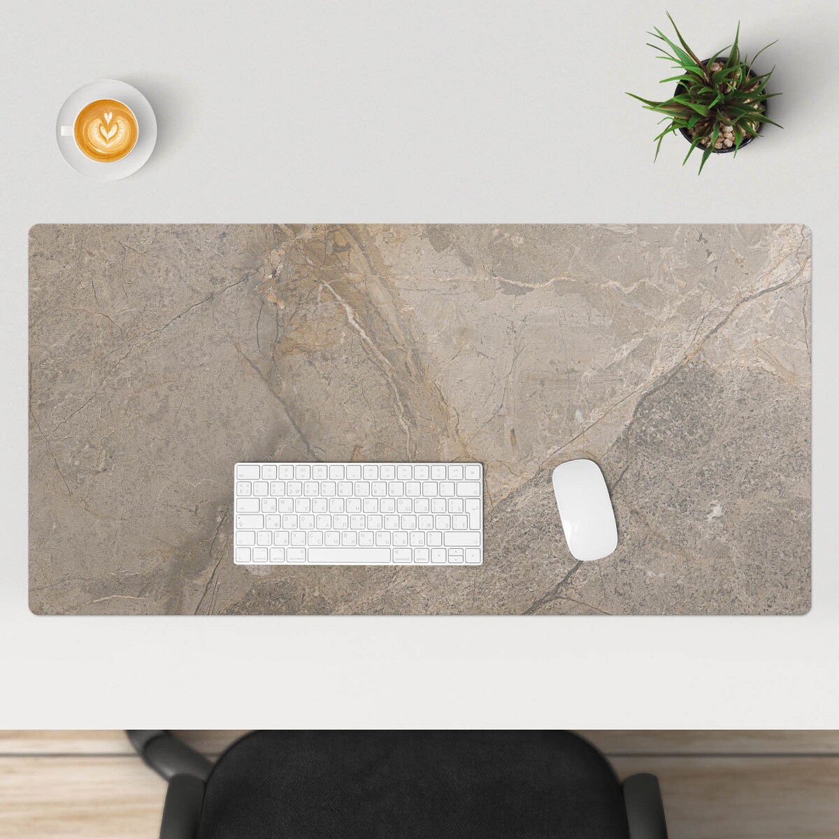 Beżowa mata na biurko Kamienny wzór naturalny, 100x50 cm